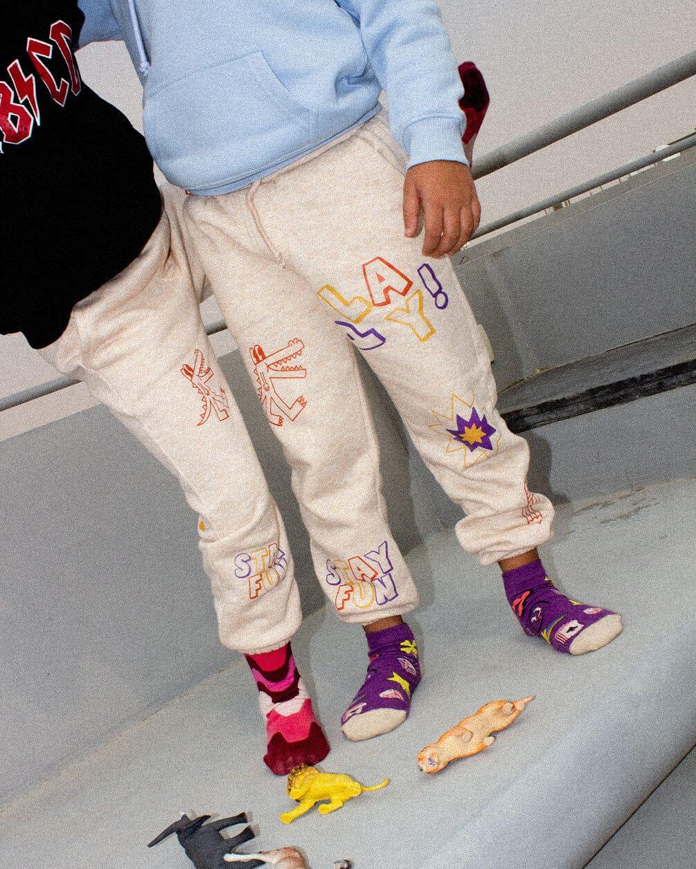 Beige Printed Swants (Kids Sweatpants) Swants (Kids) IN YOUR SHOE