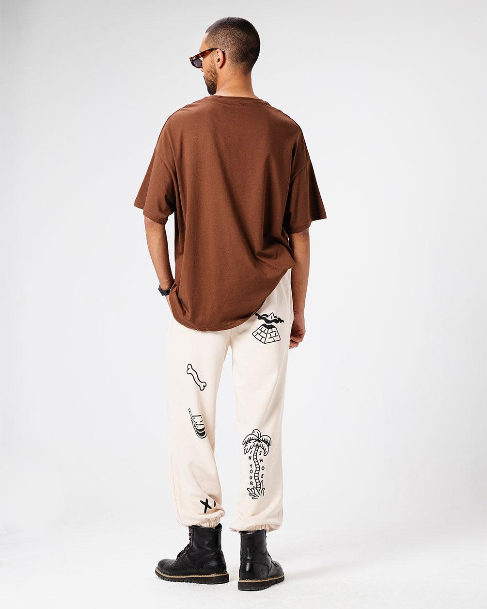 Beige Printed Swants (Sweatpants) Swants IN YOUR SHOE XL