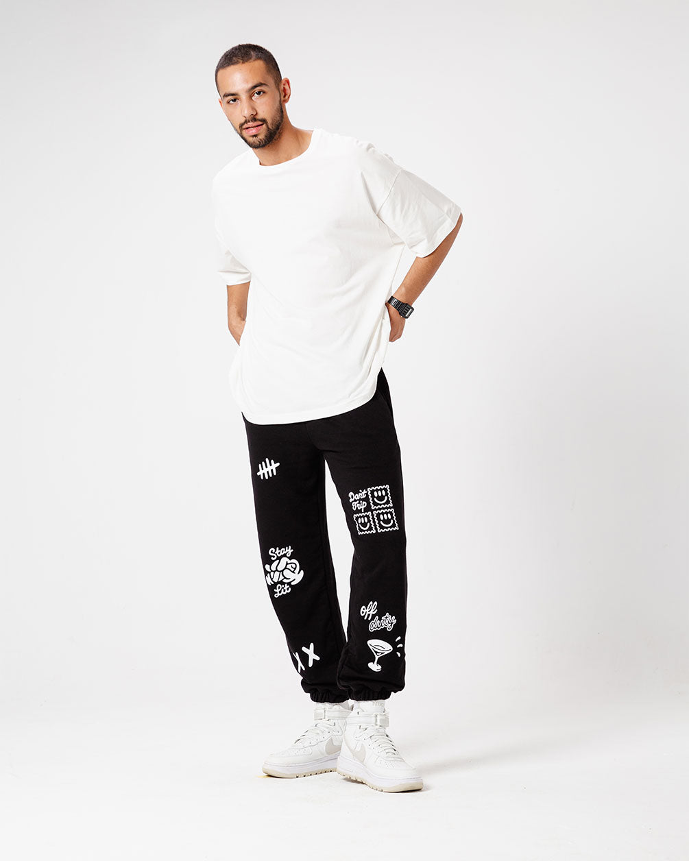 Black Printed Swants (Sweatpants) Swants IN YOUR SHOE L 