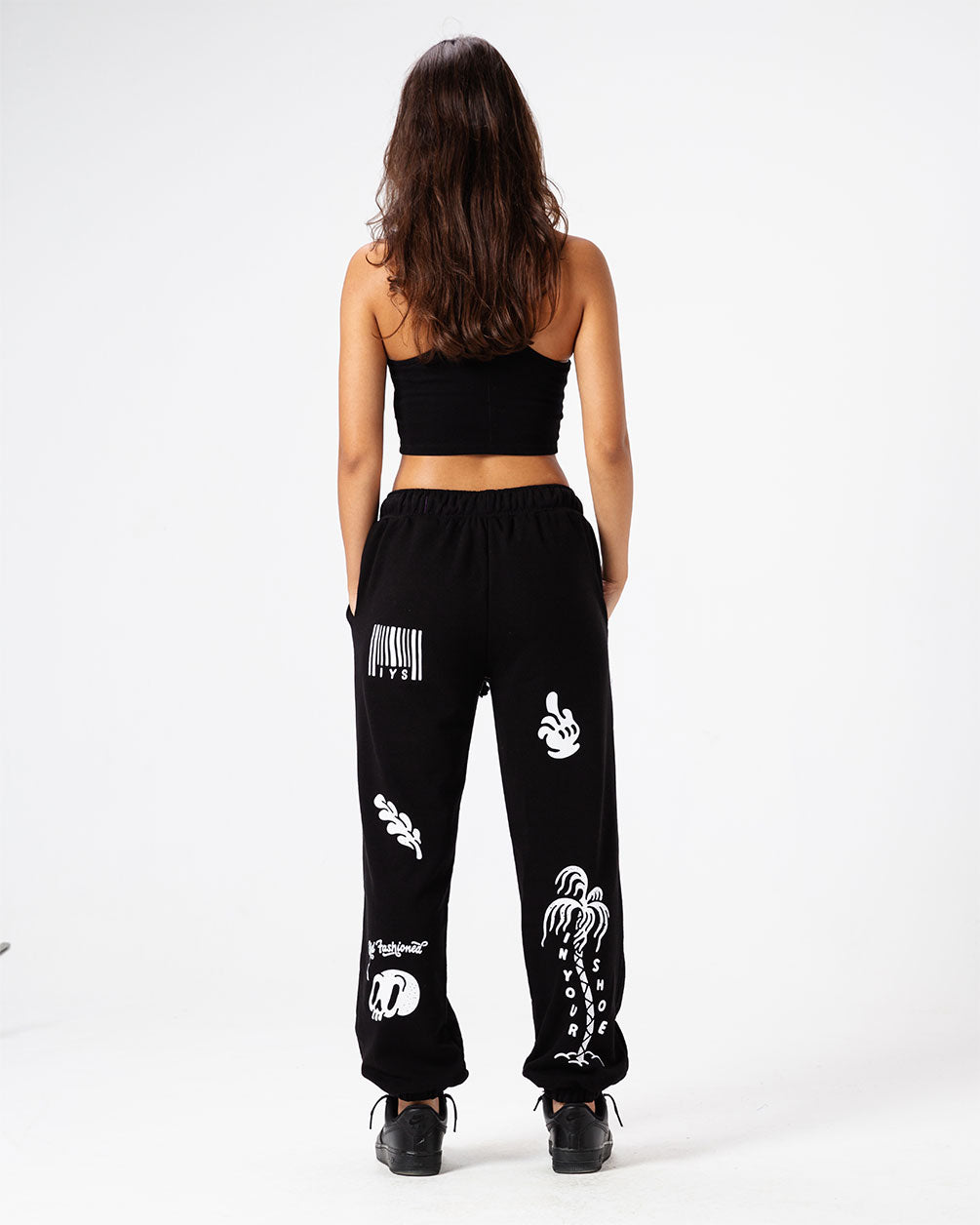 Black Printed Swants (Sweatpants) Swants IN YOUR SHOE M 