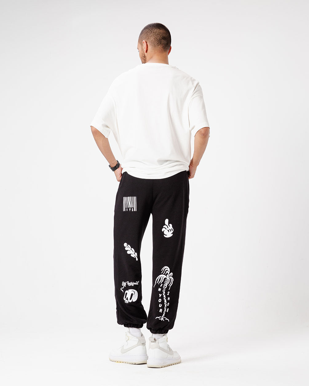 Black Printed Swants (Sweatpants) Swants IN YOUR SHOE XL 