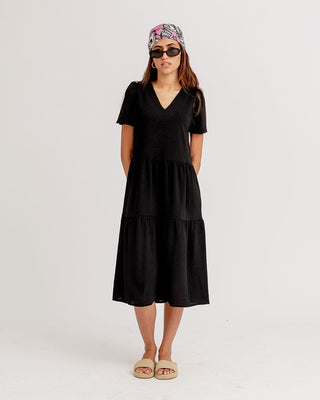 Black Ruffled Midi Dress Women Dress IN YOUR SHOE