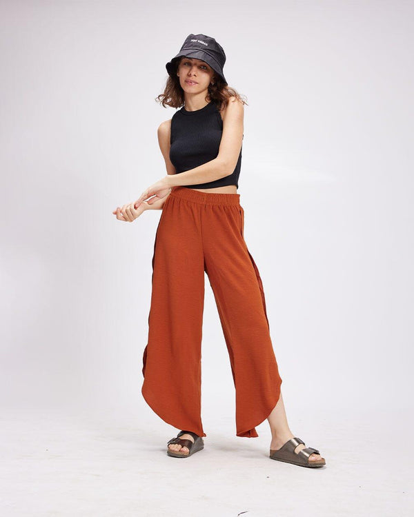Brick Red Slit Pants