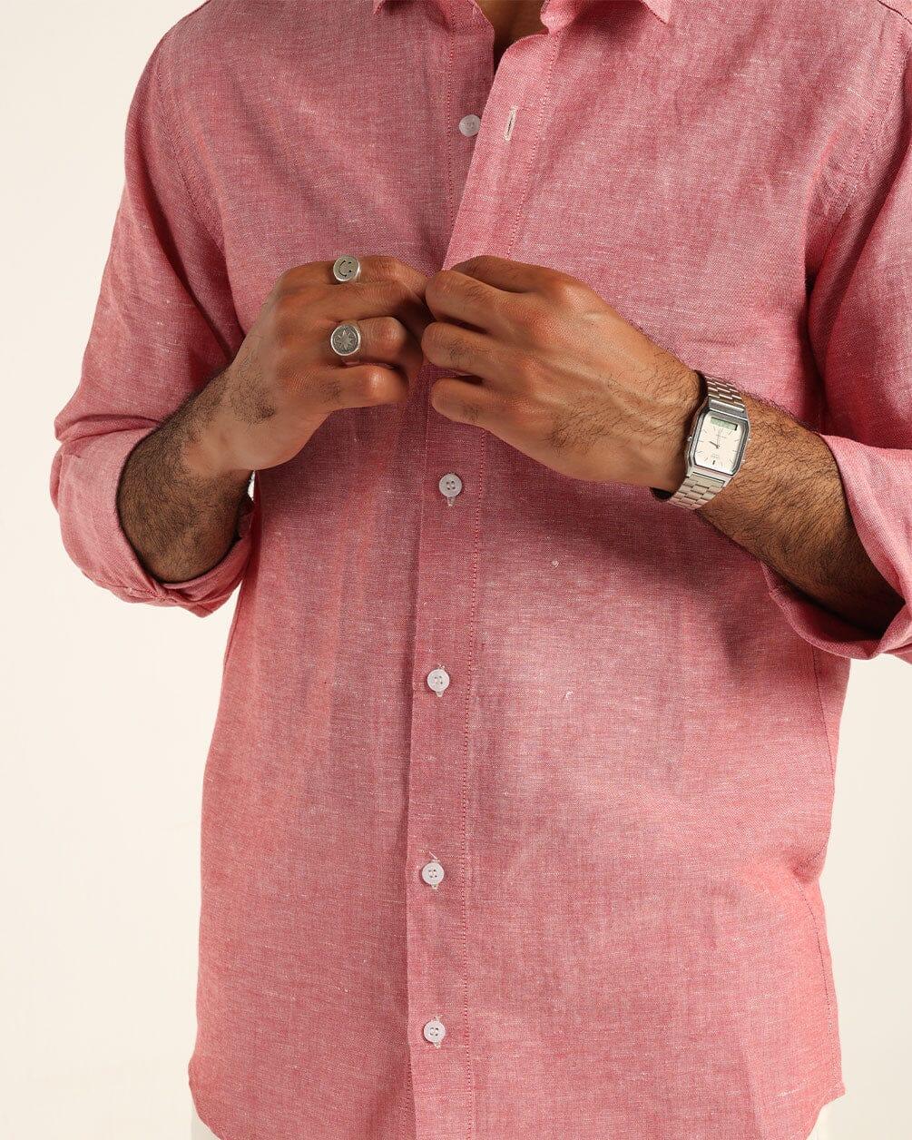 Dusty Red Linen Shirt Linen Shirt IN YOUR SHOE L