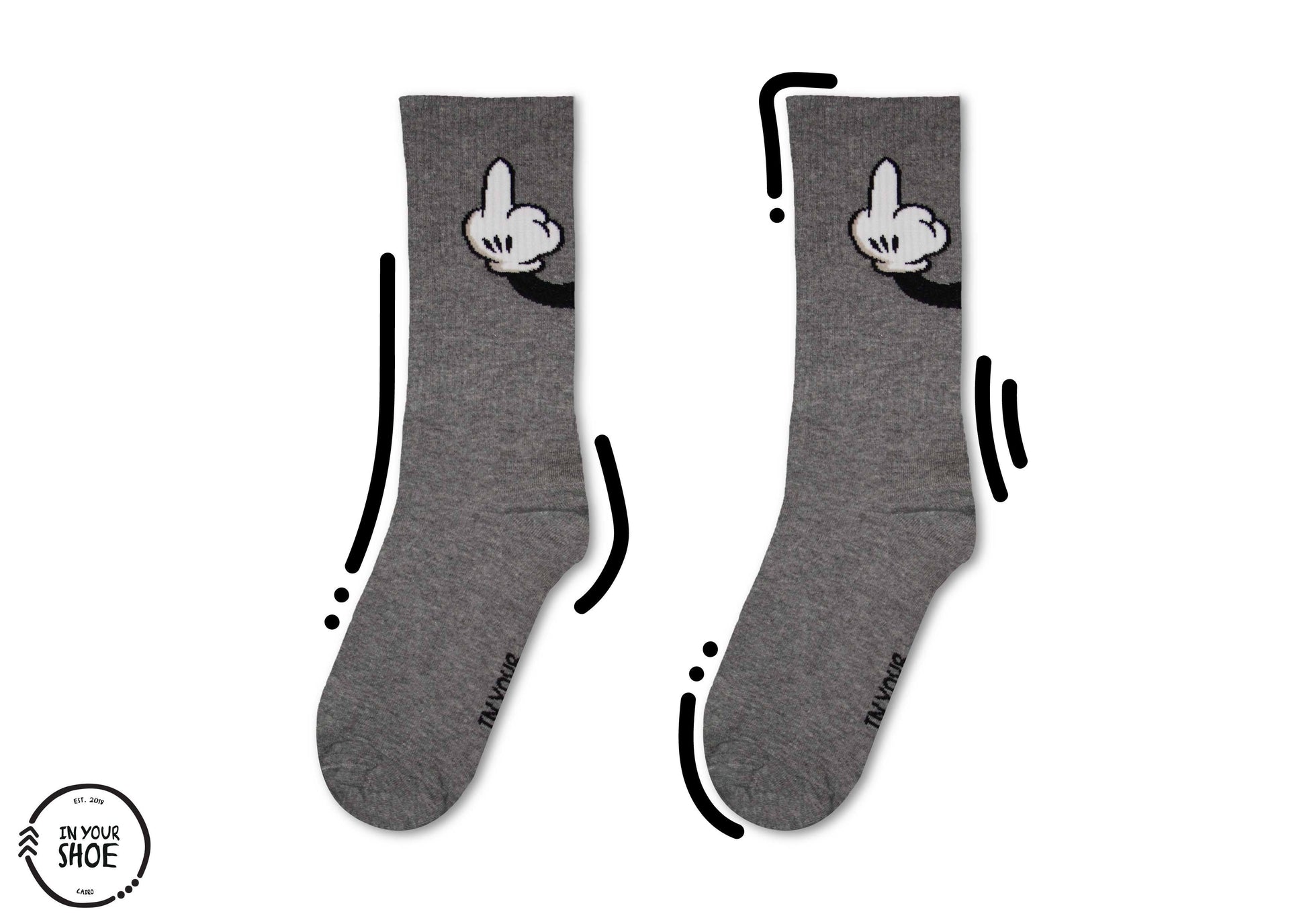 Grey Naughty Mouse (Long Socks) NECK IN YOUR SHOE 