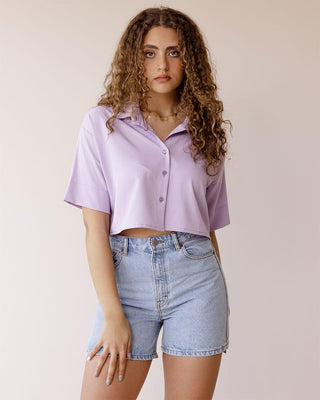 Lilac Cropped Shirt Women Shirts IN YOUR SHOE