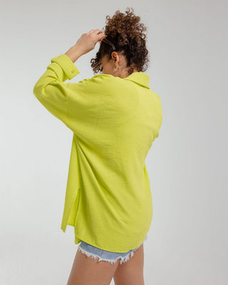 Lime Green Oversized Shirt Women Shirts IN YOUR SHOE