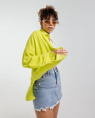 Lime Green Oversized Shirt Women Shirts IN YOUR SHOE