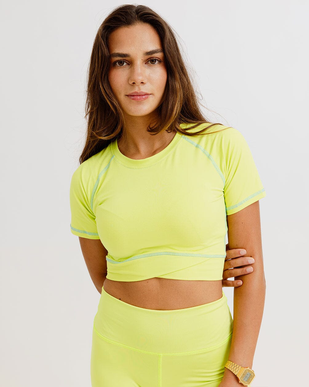 Lime Green Stitched Cropped T-shirts Stitched Cropped T-shirts IN YOUR SHOE S 