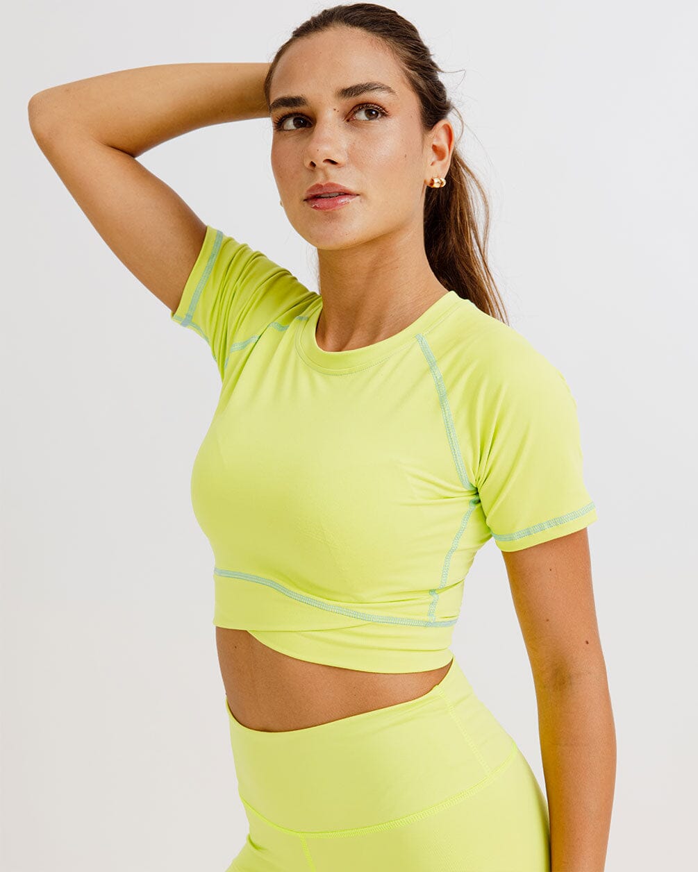 Lime Green Stitched Cropped T-shirts Stitched Cropped T-shirts IN YOUR SHOE 