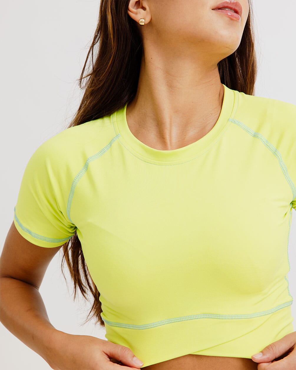 Lime Green Stitched Cropped T-shirts Stitched Cropped T-shirts IN YOUR SHOE L 