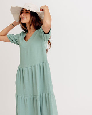 Mint Ruffled Midi Dress Women Dress IN YOUR SHOE