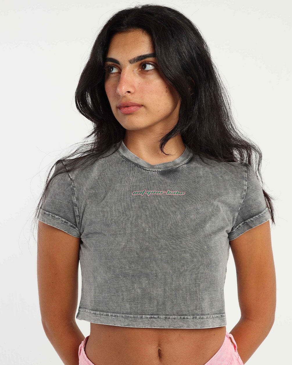 Not Your Baby Cropped Washed Tee Statement Cropped Tee IN YOUR SHOE