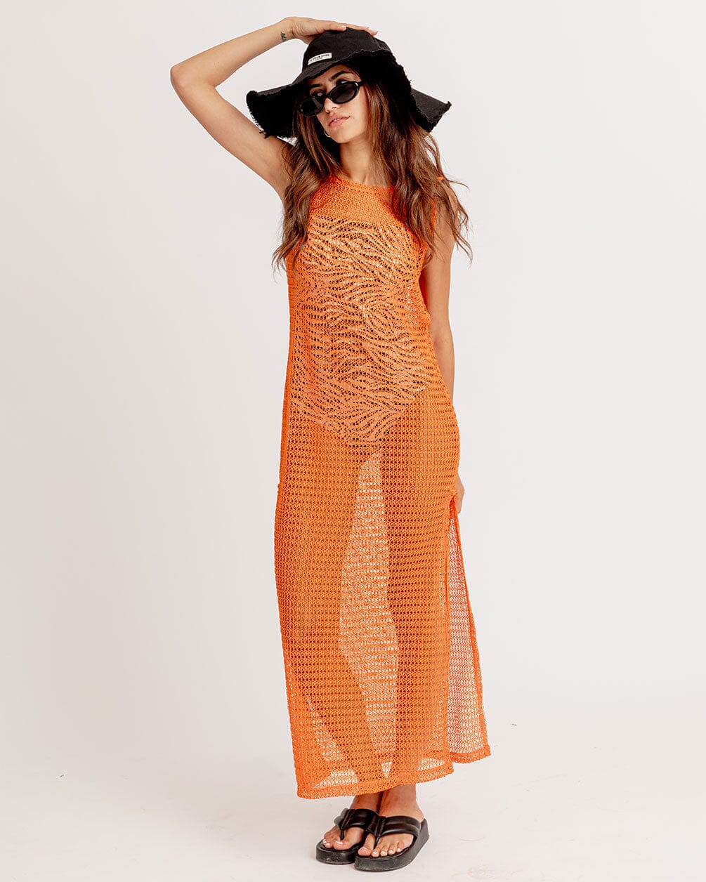 Orange Fishnet Dress Fishnet Dress IN YOUR SHOE 