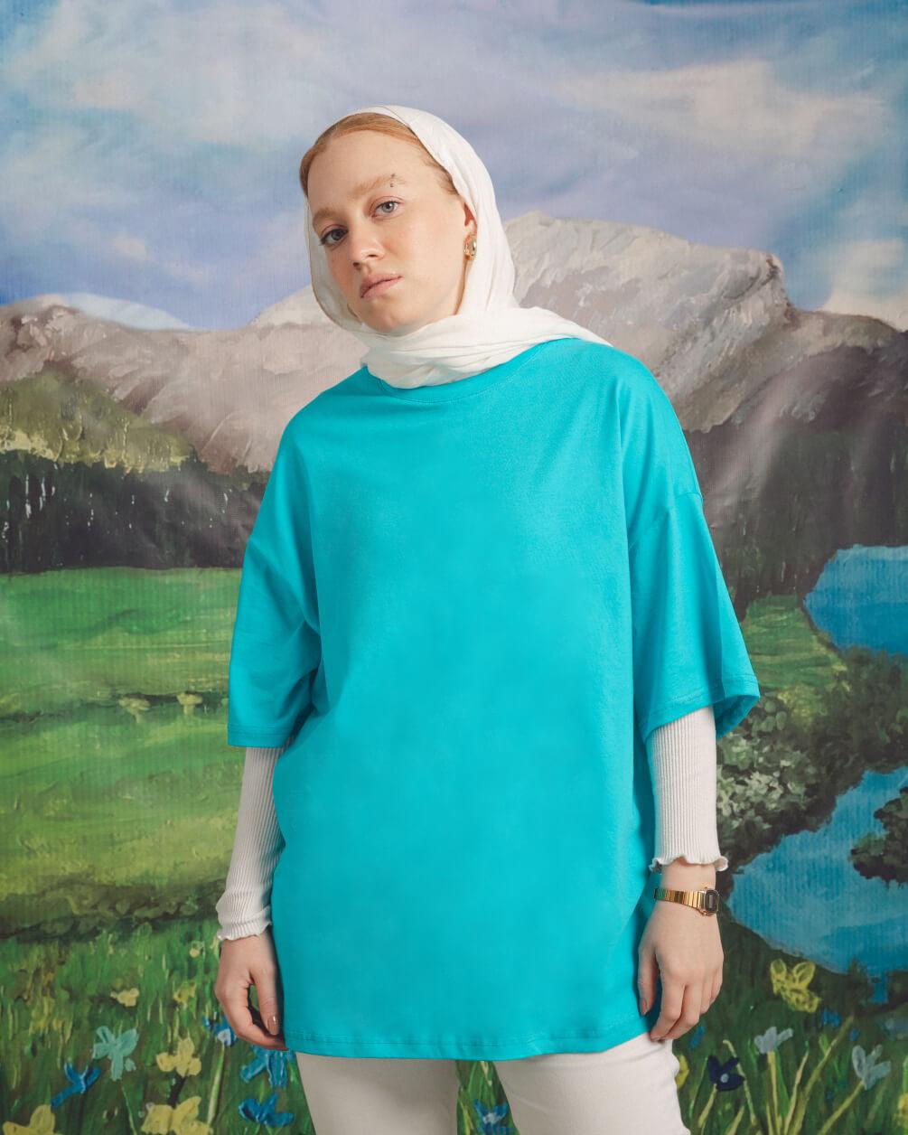 Turquoise - Basic Oversized Tees Basic Oversized Tees IN YOUR SHOE S