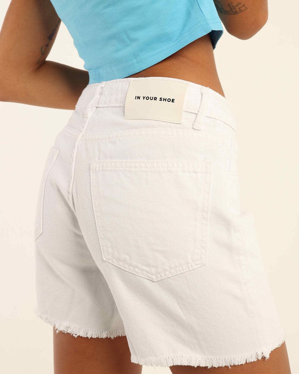 White Denim Shorts Denim Short IN YOUR SHOE 38