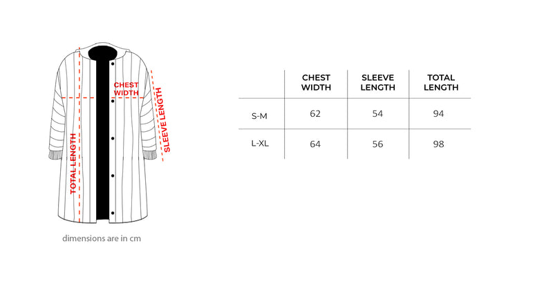 Multicolor Striped Collar Knitted Cardigan size chart