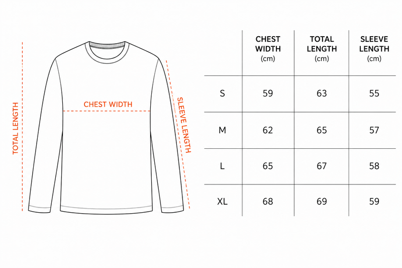 Green Striped Long Sleeve Boxy Tee size chart