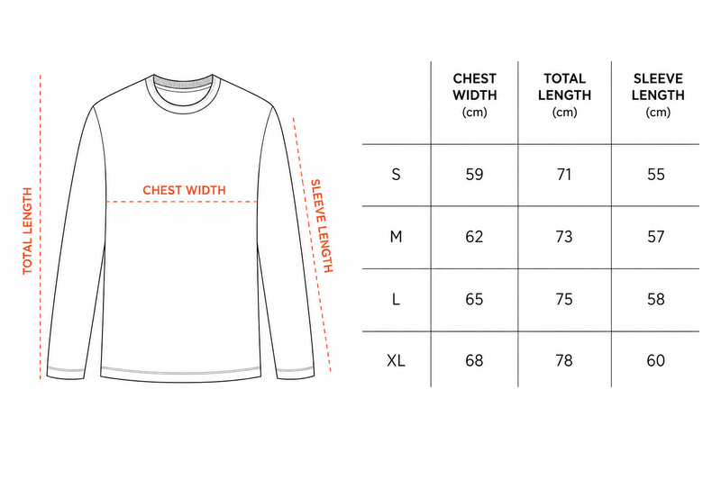 Like Rabbits Oversized Long Sleeves size chart