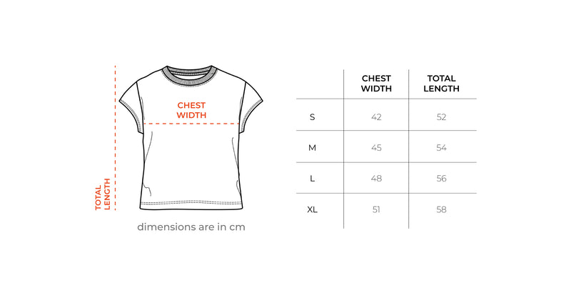 Rose Pink Loose Fit Baby Tee size chart