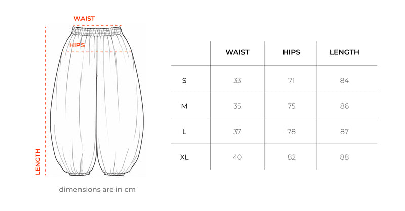 Female Olive Cropped Balloon Pants size chart