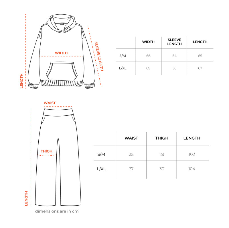Havane Ribbed Knit Set size chart