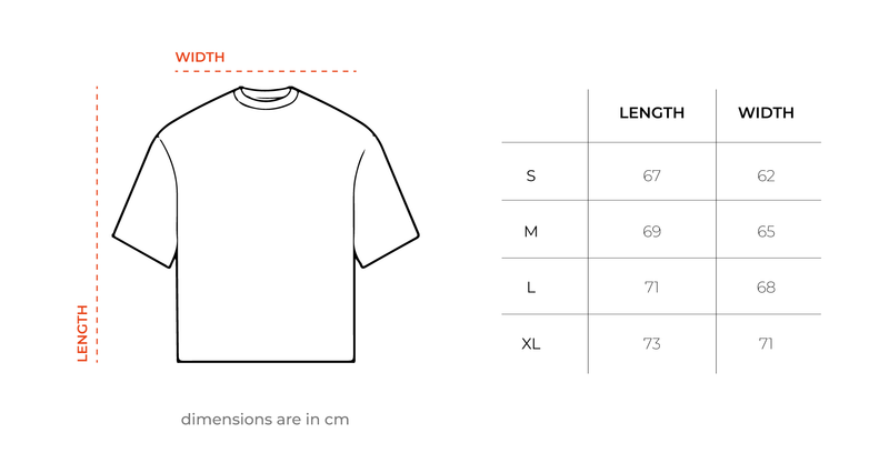 Turquoise IYS Printed Boxy Fit Tee size chart