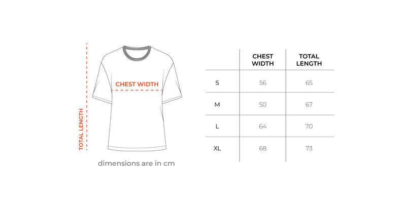 El Giza Boxy Tee size chart