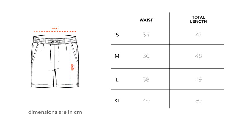 Male Baby Blue Crinkled Shorts size chart