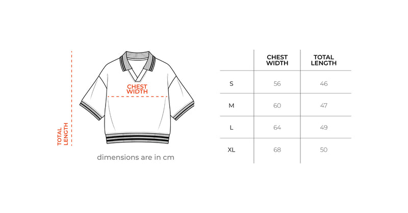 Youth Culture Cropped Jersey size chart