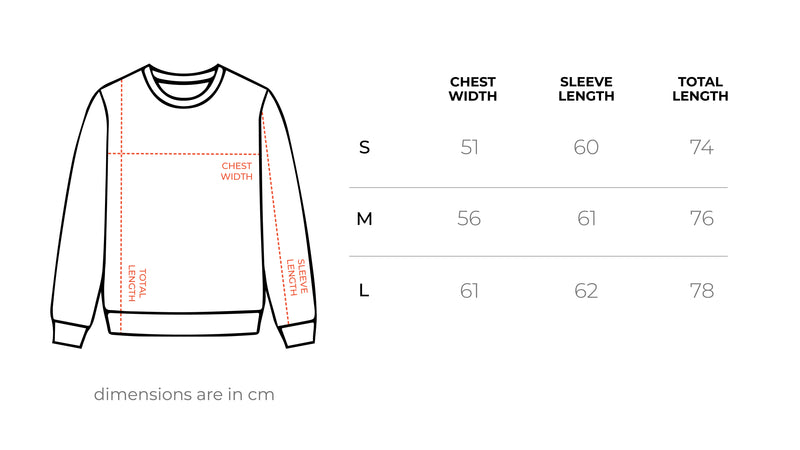 Supremacy Washed Crewneck size chart