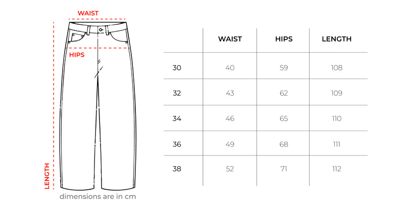 Male Black Washed Oversized Baggy Jeans size chart