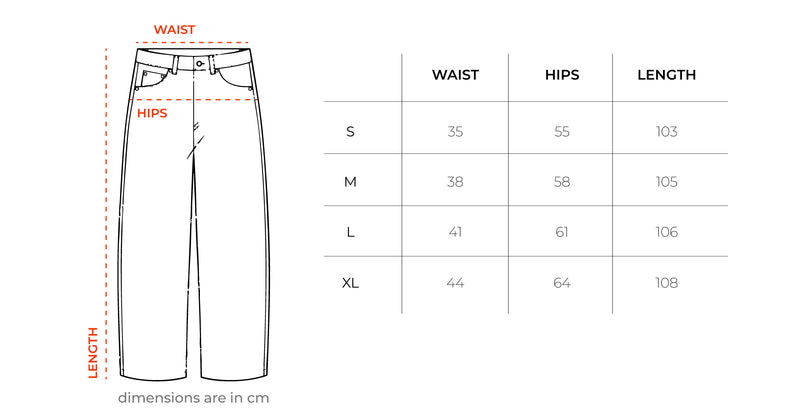 Male Striped Gabardine Pants size chart