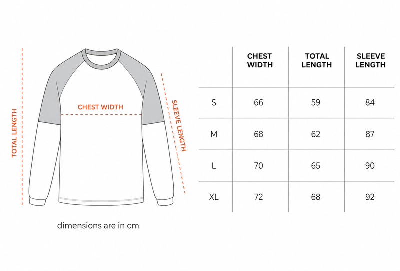 Red Double Sleeve Boxy Long Sleeves size chart