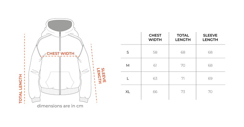 Black Plain Oversized Thick Windbreaker size chart