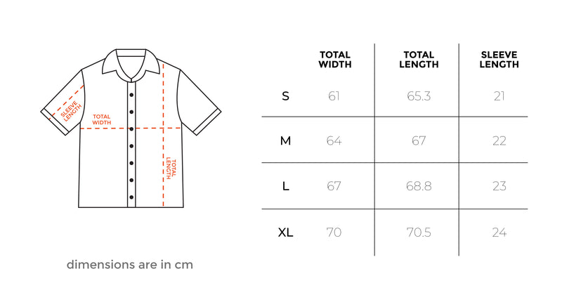 Green Grid Boxy Linen Shirt size chart