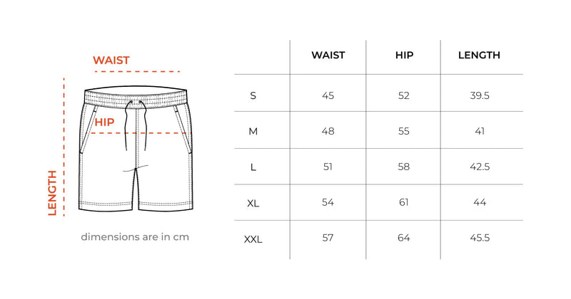 Black Serial Griller Swim Shorts size chart