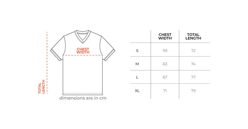 Kairo Pop Jersey size chart