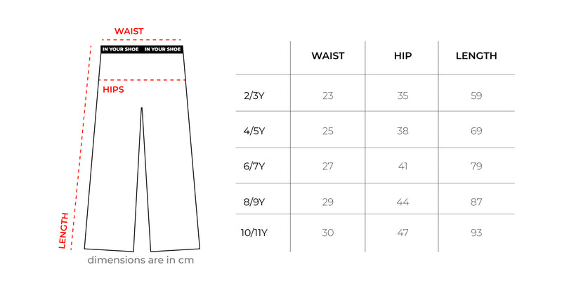 Cravings Kids Fluffy Pjoys size chart
