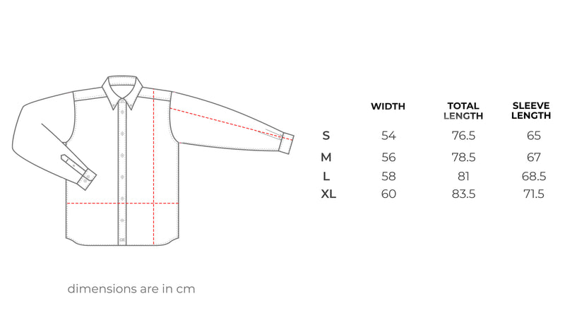 White Linen Shirt size chart