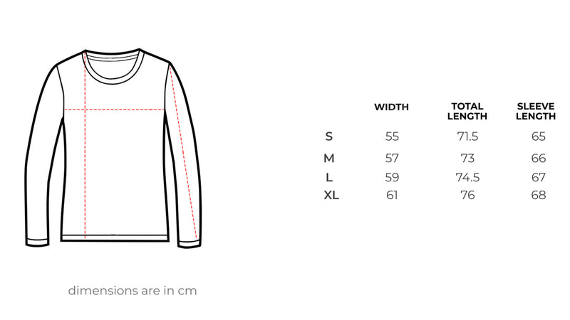 3azama 3ala 3azama White Long Sleeves size chart