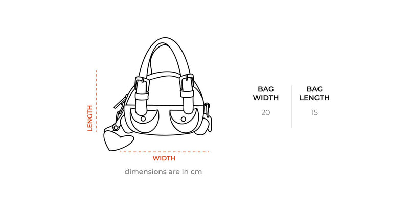 Watermelon Red Corduroy Hand Bag size chart