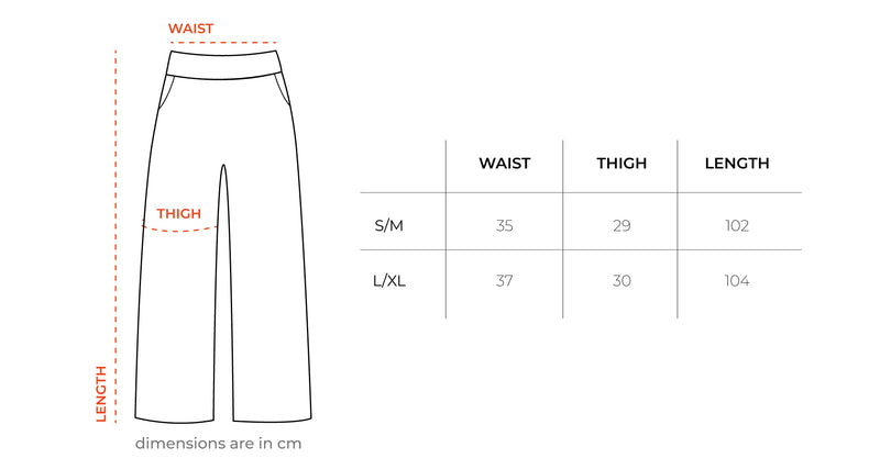Havane Ribbed Knit Pants size chart