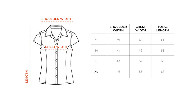 Female Yellow Plaid Fitted Shirt size chart