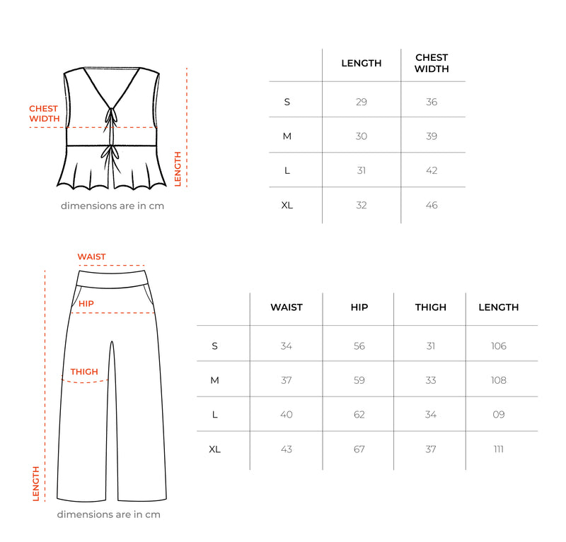 Sage Green Crinkled Set size chart