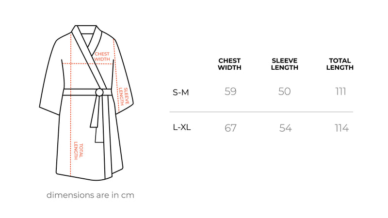 Chess Floppy Robe size chart