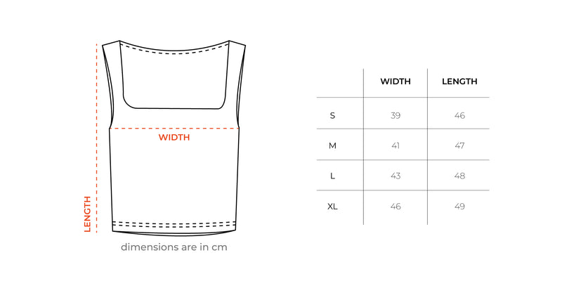 Pink Cropped Square Neck Top size chart