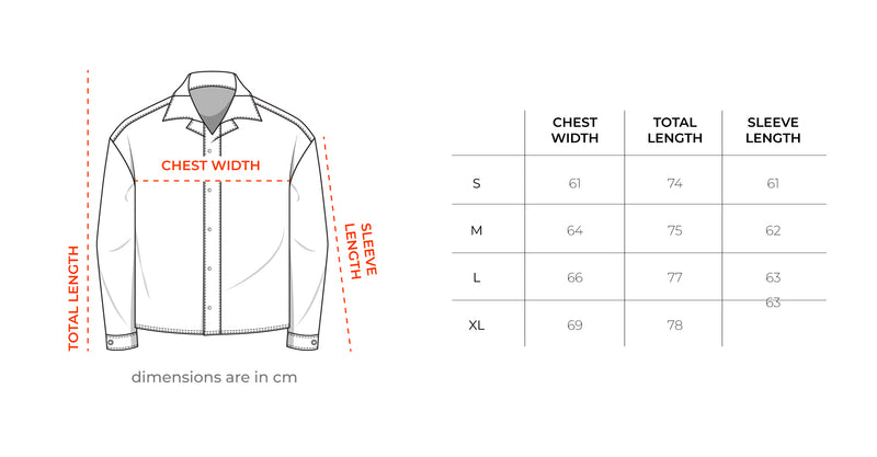 Blue Oversized Textured Windbreaker size chart
