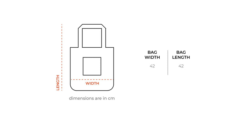 Everyday Black Denim Tote Bag size chart