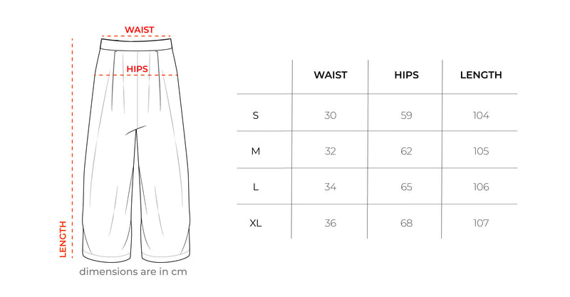 Brick Barrel Track Pants size chart